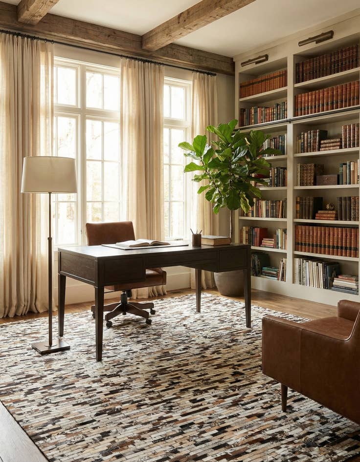 Detail image of 8' 2 x 9' 9 Cowhide Leather Rug