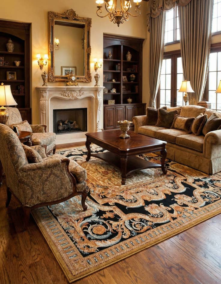 Detail image of 10' x 10' Easy-Clean Traditional Indoor / Outdoor Square Rug
