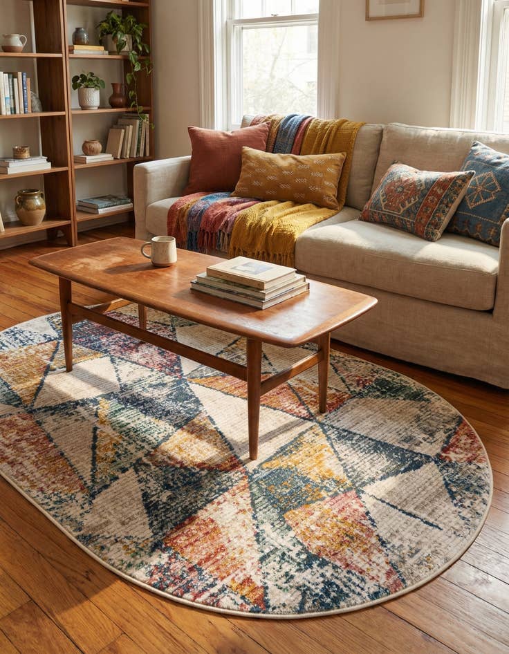 Detail image of 4' x 6' 3 Gemstone Oval Rug