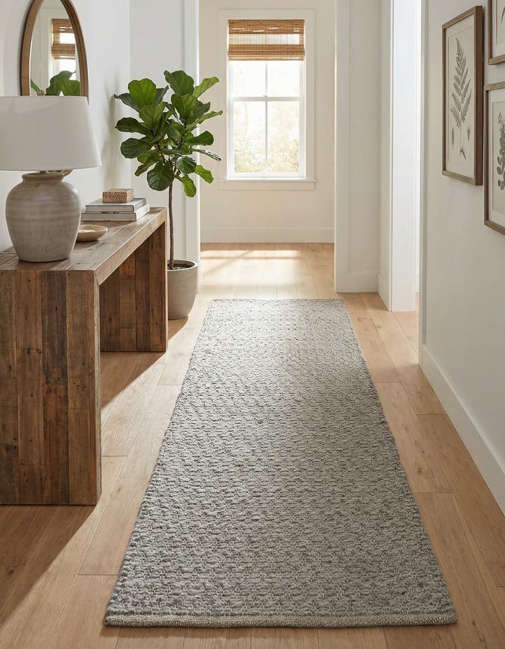 2' x 6' 1 Hand Woven Lattice Wool Runner Rug