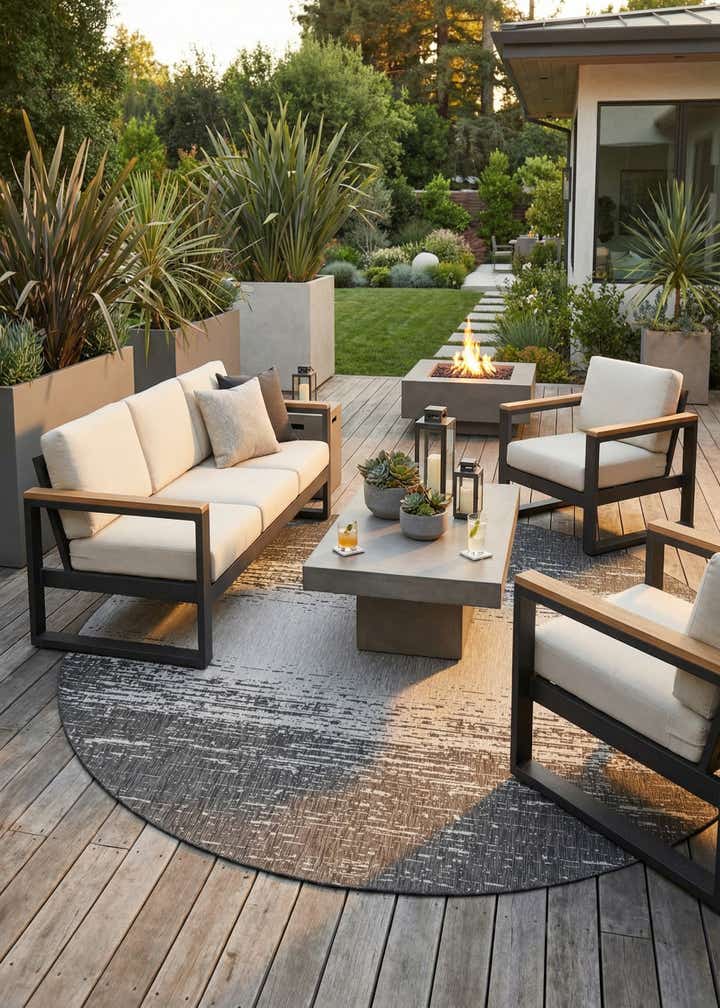 13' x 13' Easy-Clean Modern Indoor / Outdoor Round Rug