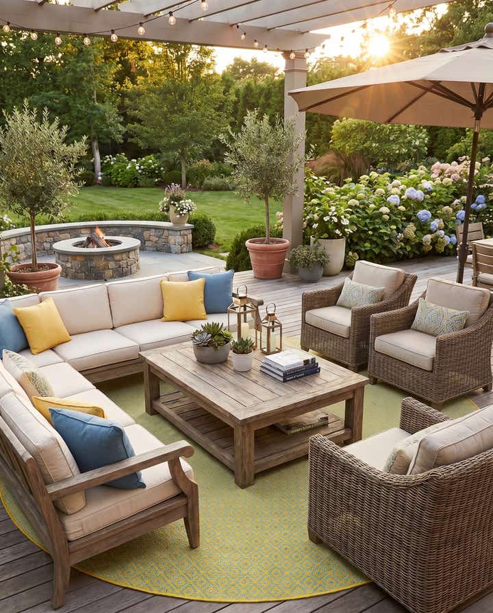 13' x 13' Easy-Clean Jill Zarin Costa Rica Indoor / Outdoor Round Rug