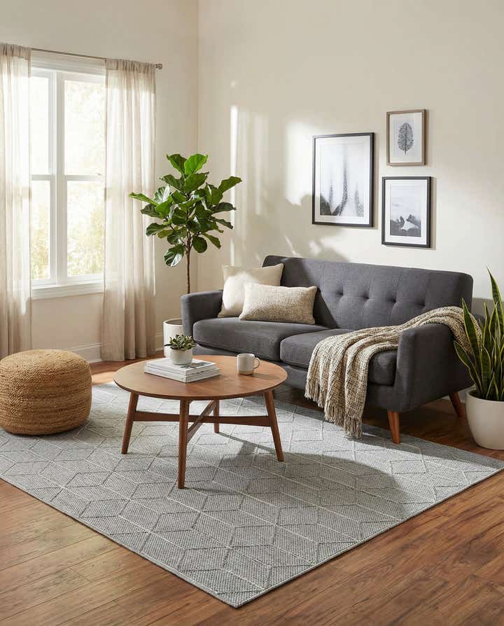 6' 1 x 9' Easy-Clean Lattice Indoor / Outdoor Rug
