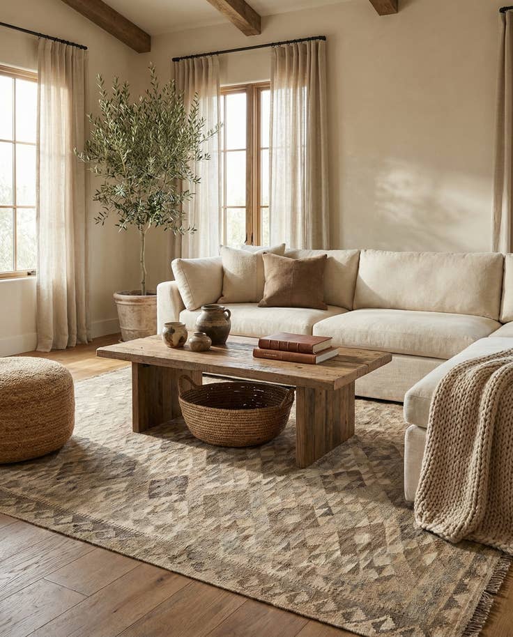 Detail image of 5' 10 x 8' Hand Woven Kilim Maymana Wool Rug