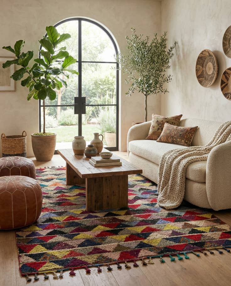 Detail image of 6' 1 x 9' 8 Hand Knotted Moroccan Wool Rug