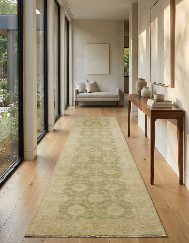 Detail image of 4' 8 x 19' 2  Hand Knotted Peshawar Ziegler Runner Rug