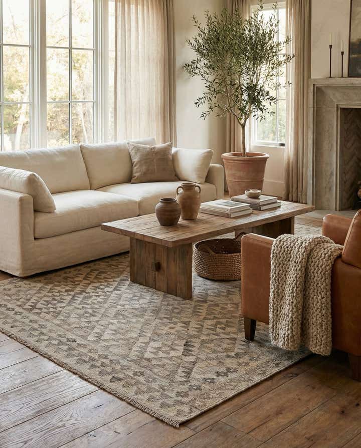 5' x 6' 7 Hand Woven Kilim Maymana Wool Rug