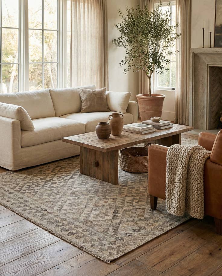 Detail image of 5' x 6' 7 Hand Woven Kilim Maymana Wool Rug