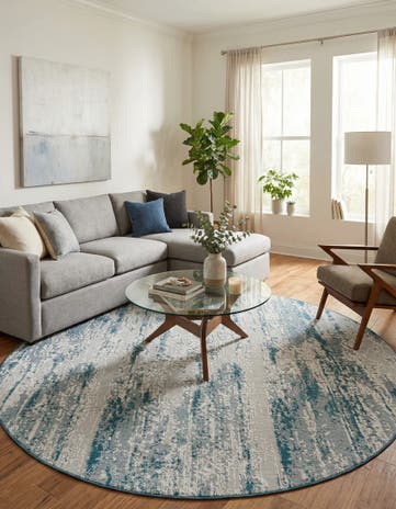 10' x 10' Easy-Clean Modern Indoor / Outdoor Round Rug