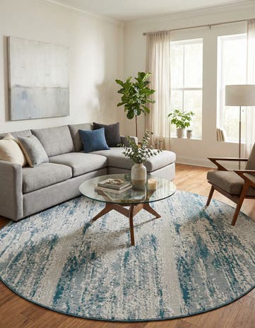 10' x 10' Easy-Clean Modern Indoor / Outdoor Round Rug