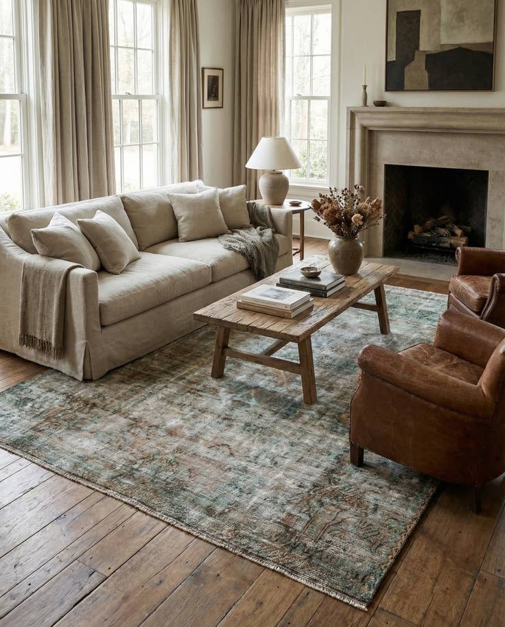 Detail image of 6' 8 x 8' 5 Hand Knotted Ultra Vintage Persian Wool Rug