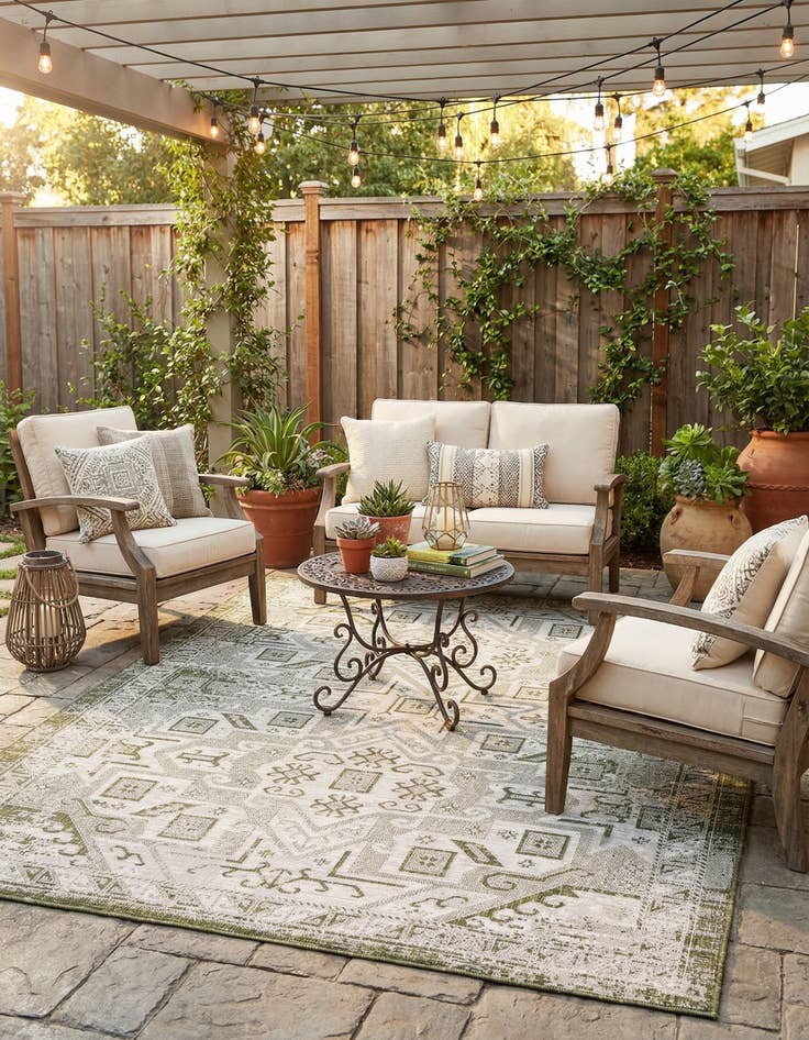 Detail image of 7' x 10'  Washable Aztec Indoor / Outdoor Rug