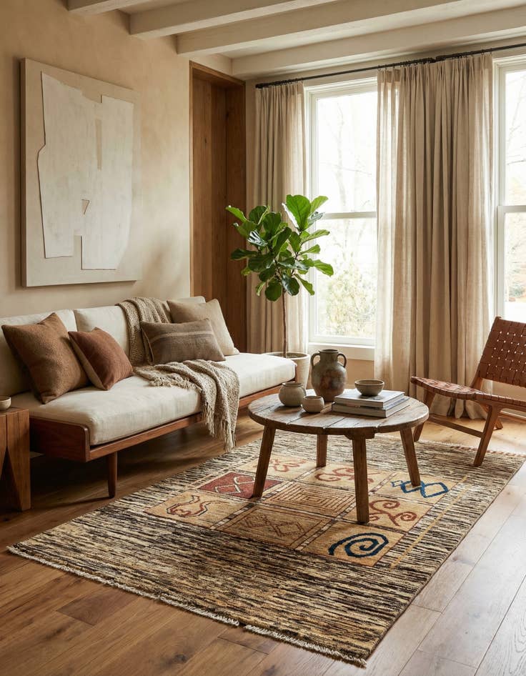 Detail image of 3' 10 x 5' 8  Hand Knotted Modern Ziegler Wool Rug