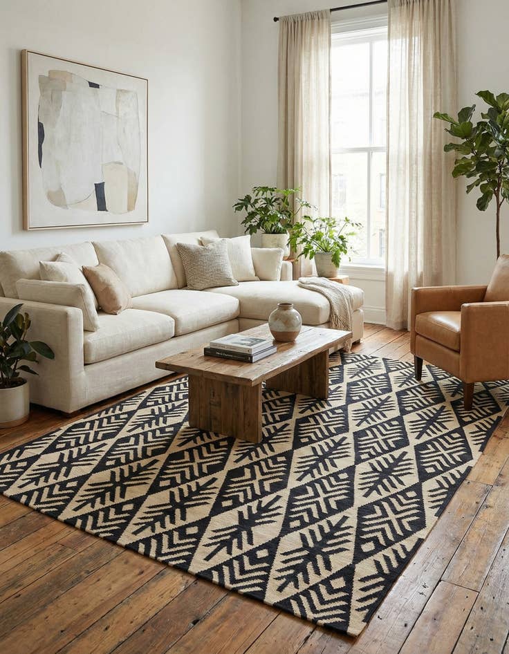 Detail image of 7' x 9' 9  Hand Woven Kilim Modern Wool Rug