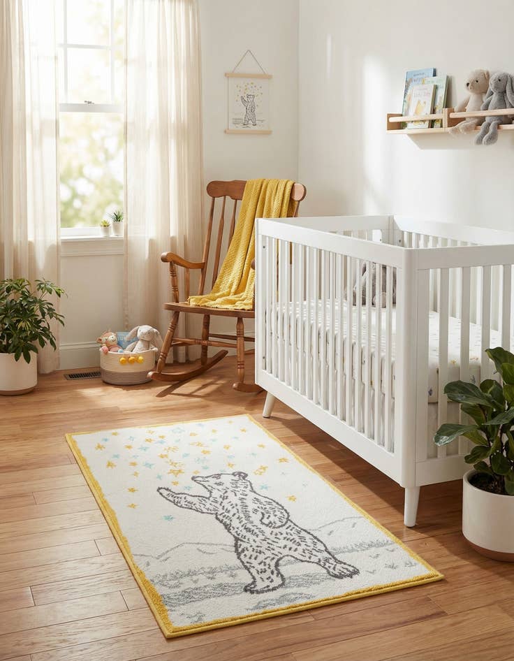 Detail image of 2' 2 x 3' 11 Bear Whimsy Kids Runner Rug