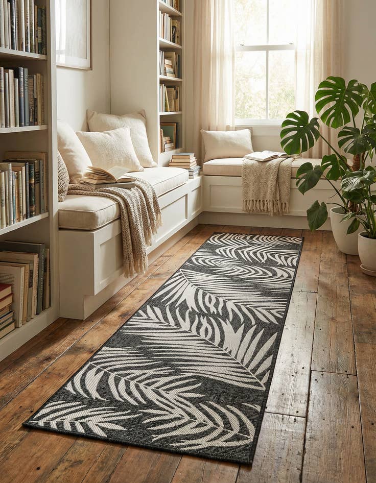 Detail image of  2' 7 x 10'  Washable Botanical Indoor / Outdoor Runner Rug