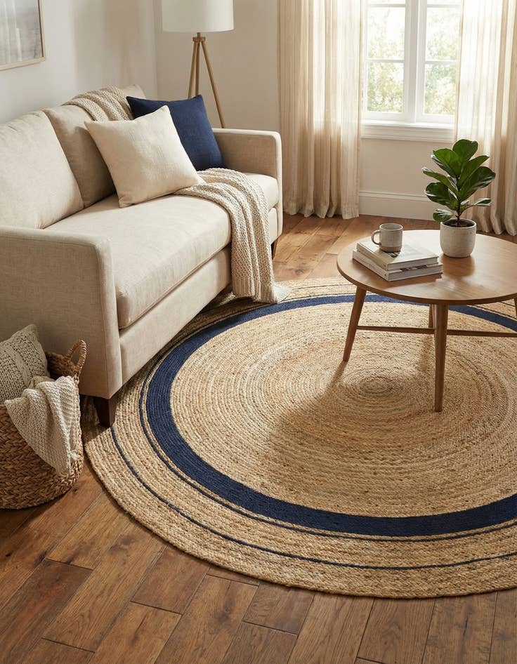 Detail image of 8' x 8'  Hand Braided Jute Round Rug