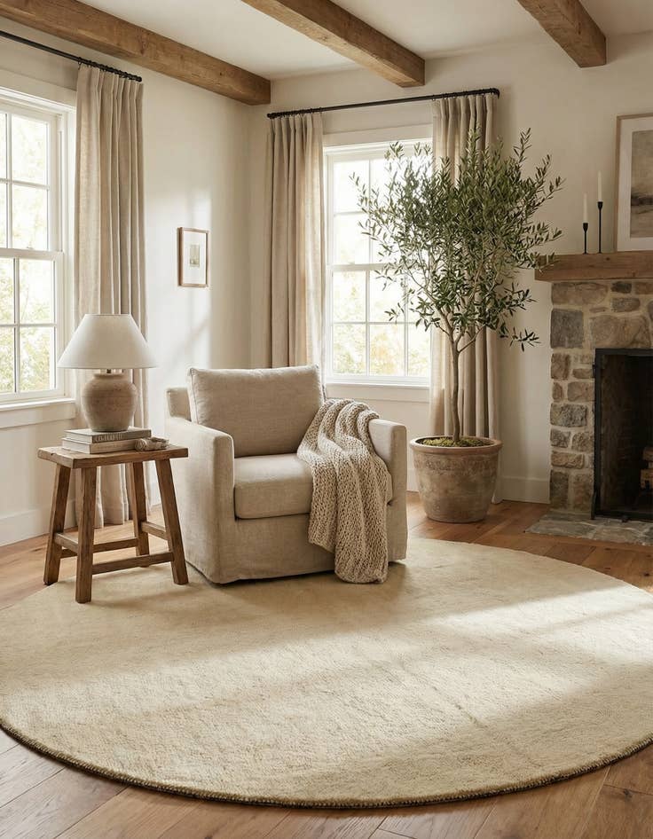 Detail image of 9' 10 x 9' 10  Hand Knotted Solid Gabbeh Wool Round Rug