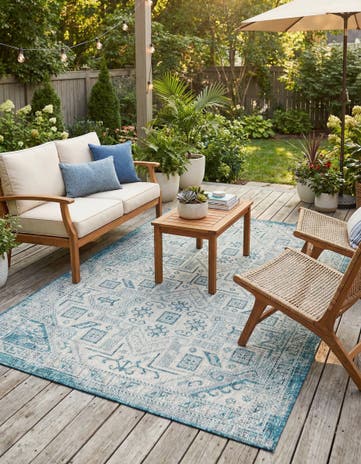 5' 3 x 8' Easy-Clean Aztec Indoor / Outdoor Rug