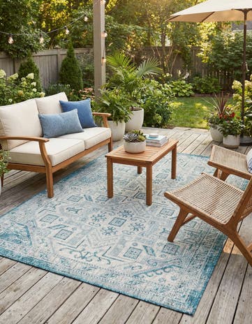 5' 3 x 8' Easy-Clean Aztec Indoor / Outdoor Rug