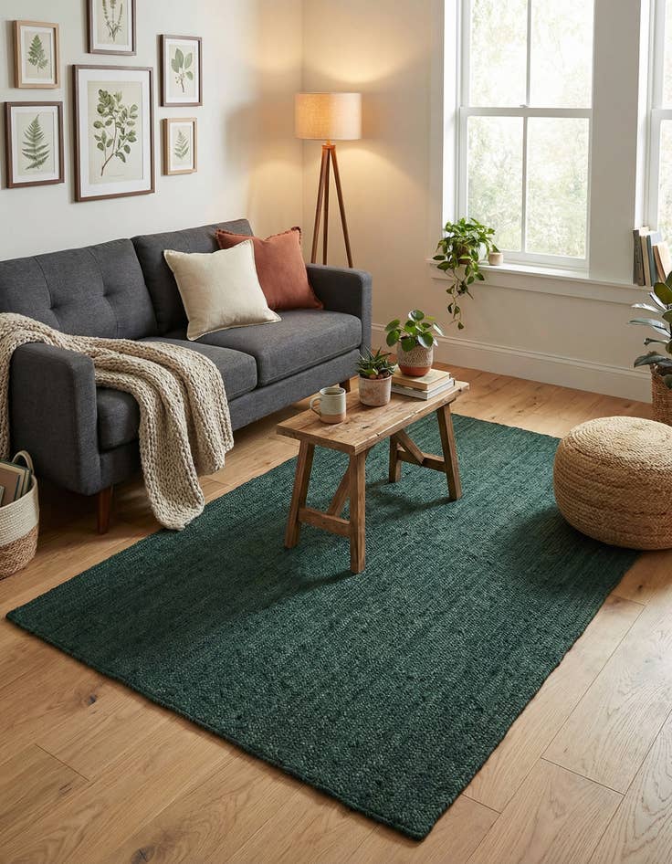 Detail image of 5' 3 x 8'  Hand Braided Jute Rug