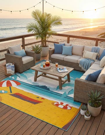 10' x 14' Easy-Clean Coastal Indoor / Outdoor Rug