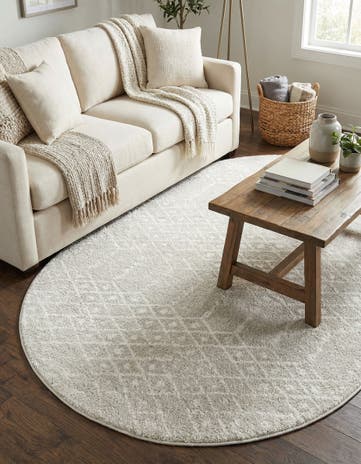 Light Gray Paxon Trellis Oval Rug