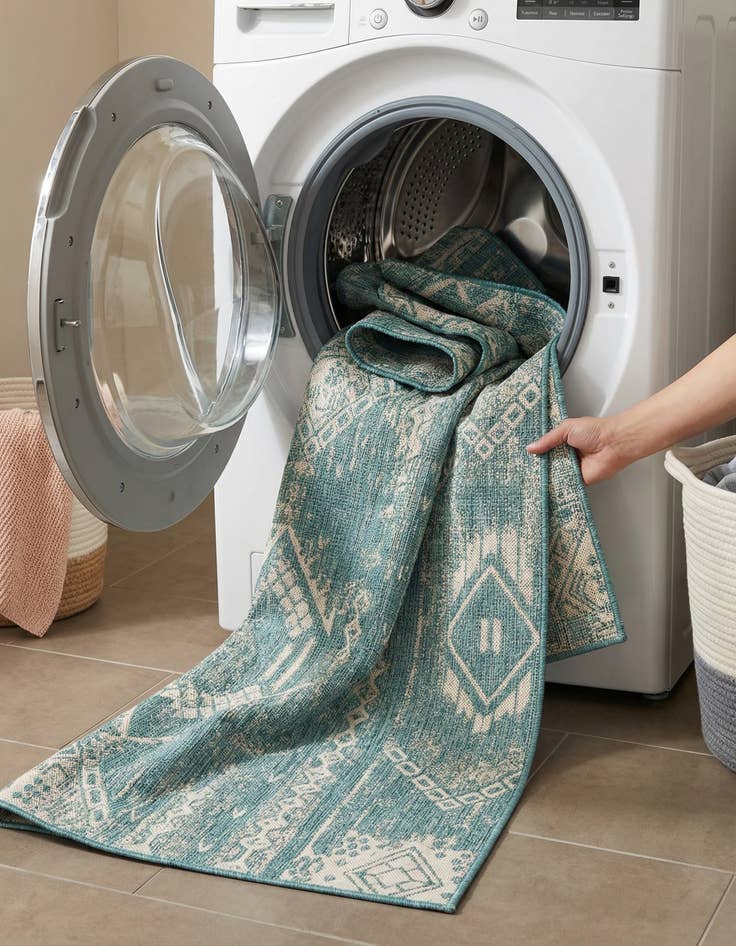 Detail image of 3' 3 x 14'  Washable Bohemian Indoor / Outdoor Runner Rug