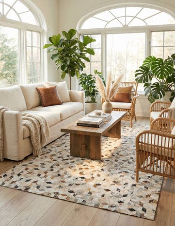 5' x 8' Cowhide Leather Rug
