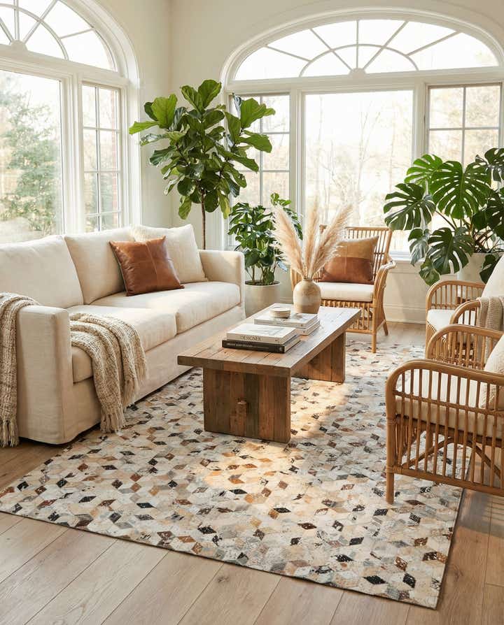 5' x 8' Cowhide Leather Rug