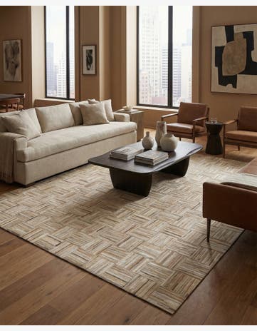 5' x 7' 8 Cowhide Leather Rug