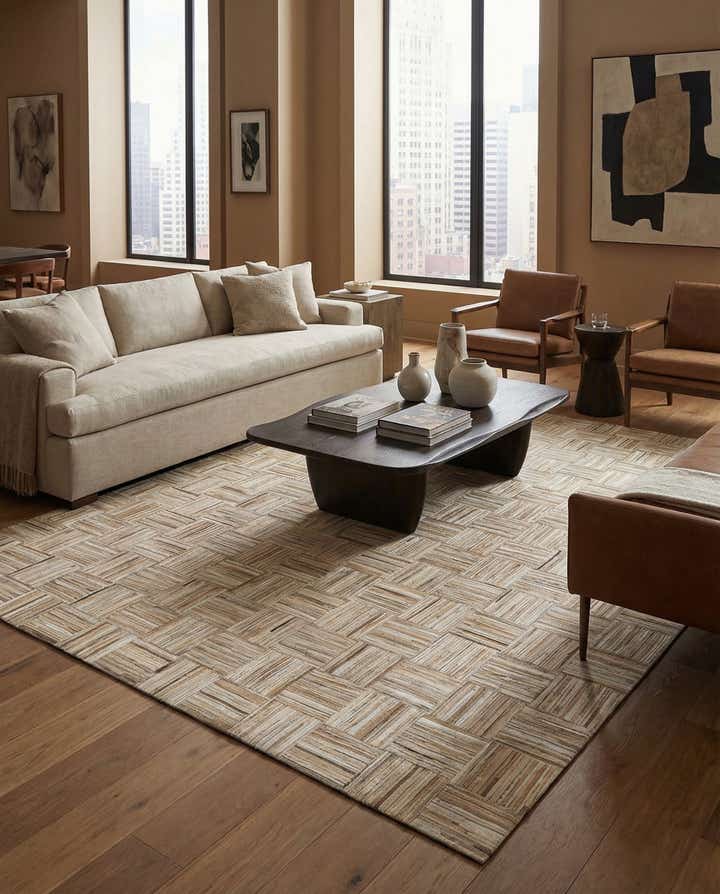 5' x 7' 8 Cowhide Leather Rug