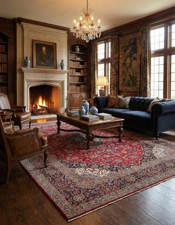 9' 8 x 13' 4 Hand Knotted Kashan Persian Wool Rug