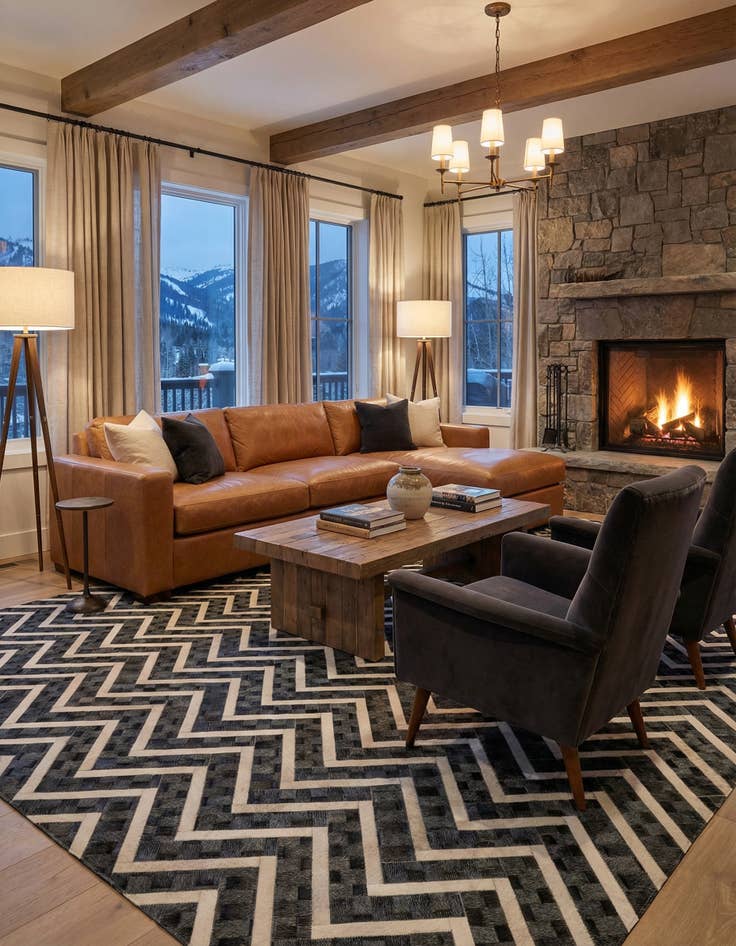 Detail image of  4' 11 x 7' 11 Cowhide - Patchwork Rug