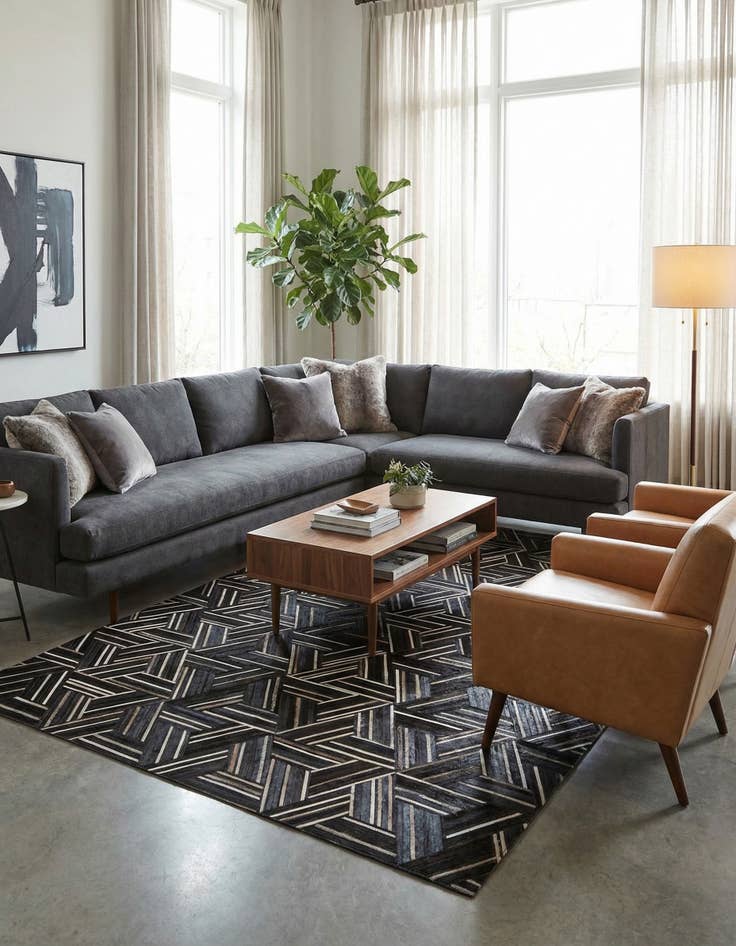 Detail image of 5' 1 x 7' 11 Cowhide Stocks Rug