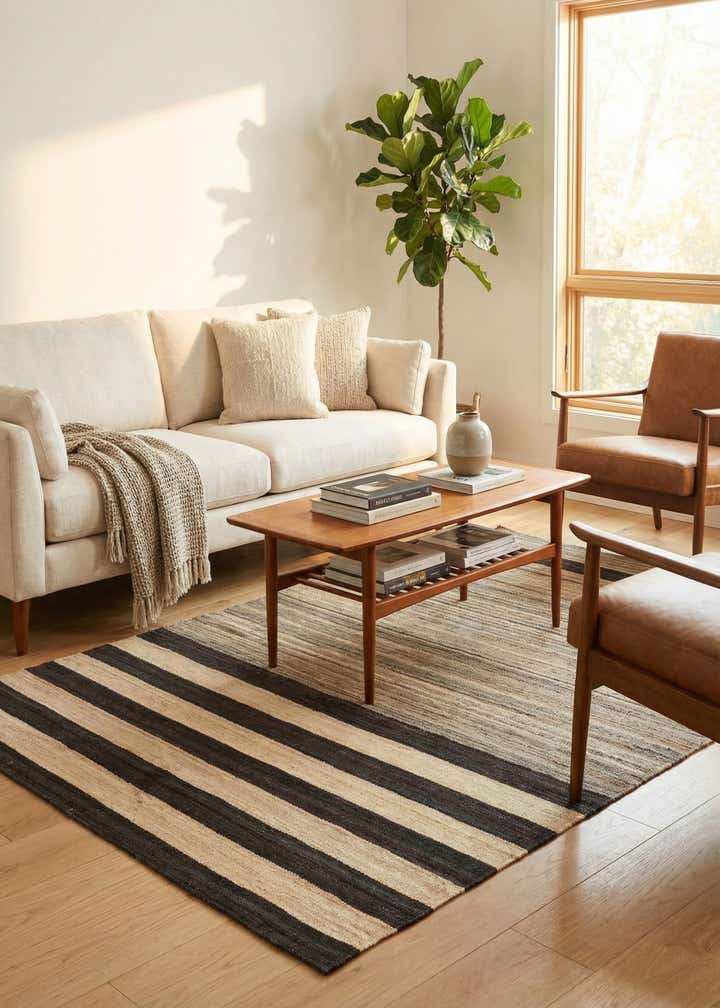 4' 1 x 5' 9 Hand Woven Kilim Modern Wool Rug