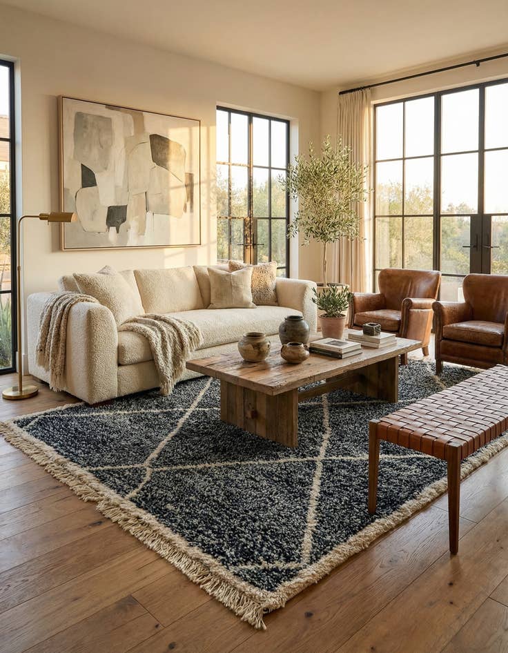 Detail image of 5' 6 x 7' 7  Hand Knotted Moroccan Wool Rug