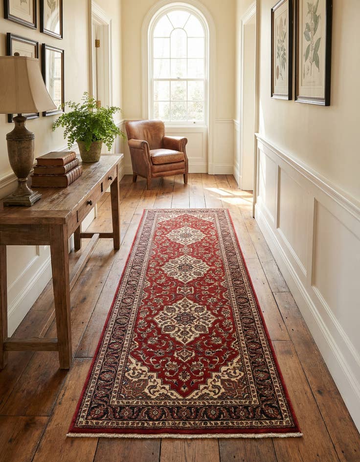 Detail image of  4' 2 x 10' 3  Hand Knotted Hossainabad Persian Wool Runner Rug