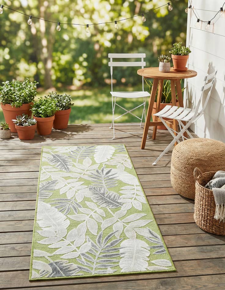 Detail image of  2' 2 x 5' 3  Washable Botanical Indoor / Outdoor Runner Rug