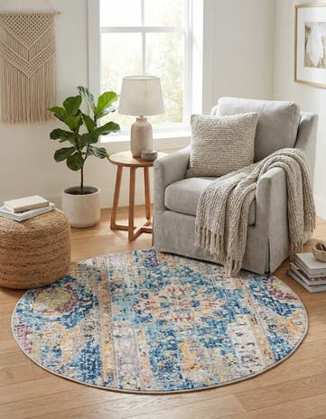 Blue Vega Round Rug