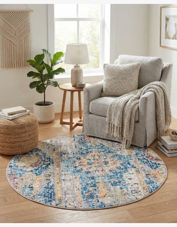 Blue Vega Round Rug