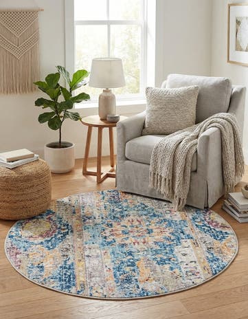 Blue Vega Round Rug