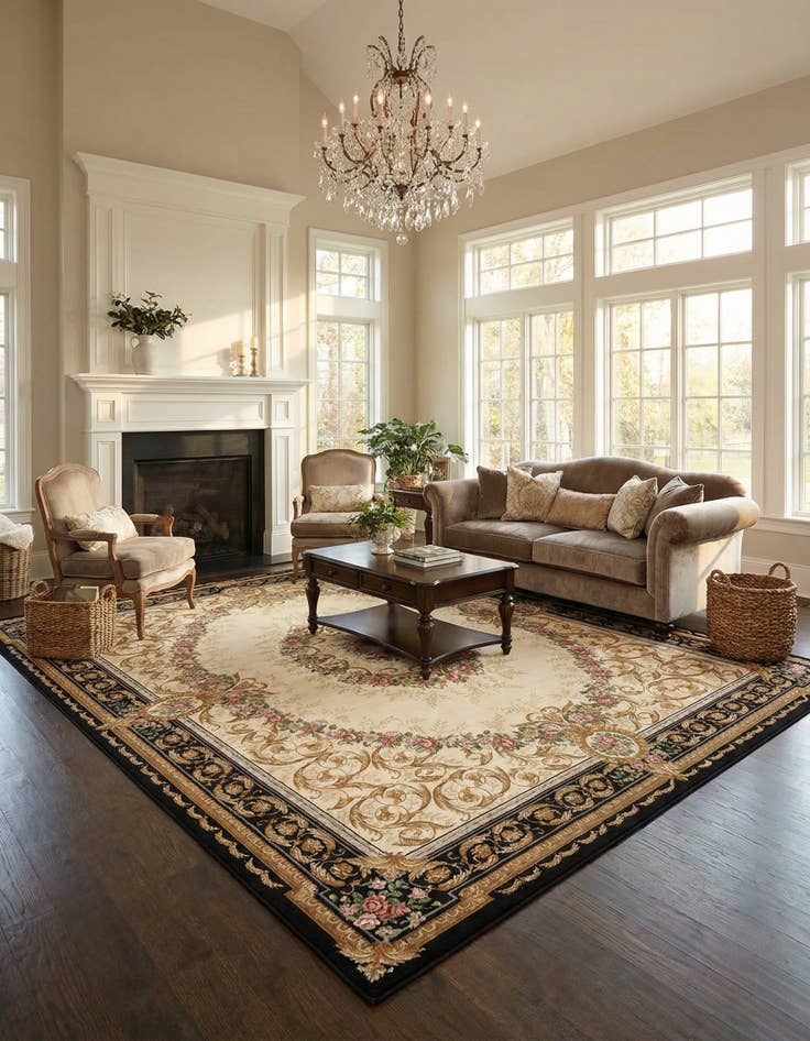 Detail image of 10' x 14'  Washable Traditional Indoor / Outdoor Rug