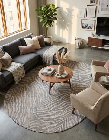 Gray and Ivory Finsbury Oval Rug