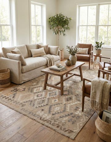 5' 9 x 7' 10 Hand Woven Kilim Maymana Wool Rug