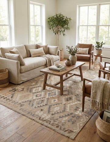 5' 9 x 7' 10 Hand Woven Kilim Maymana Wool Rug