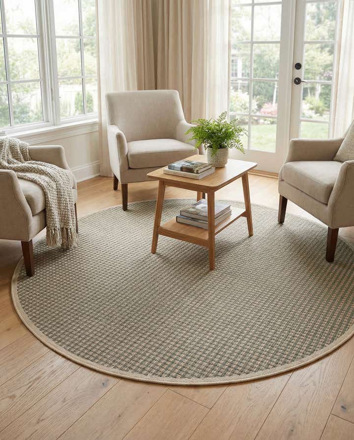 6' x 6' Easy-Clean Border Indoor / Outdoor Round Rug