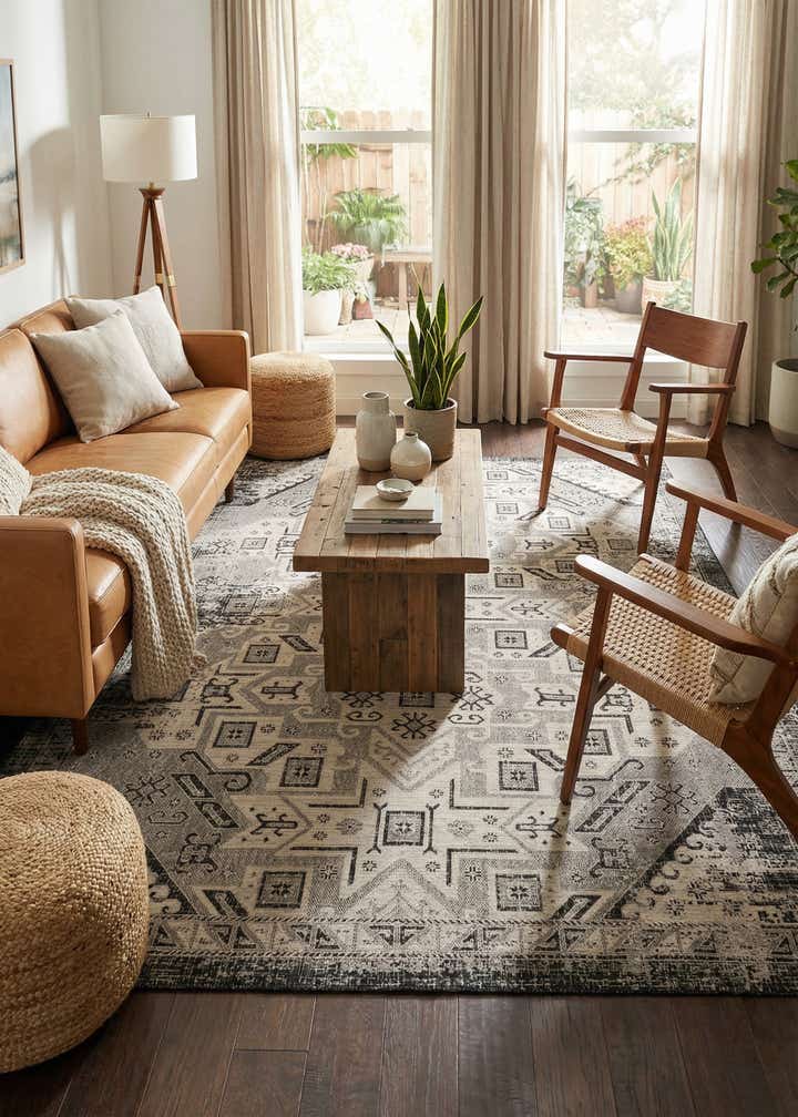 9' x 12' Easy-Clean Aztec Indoor / Outdoor Rug