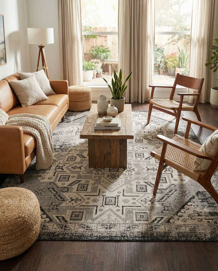 9' x 12' Easy-Clean Aztec Indoor / Outdoor Rug