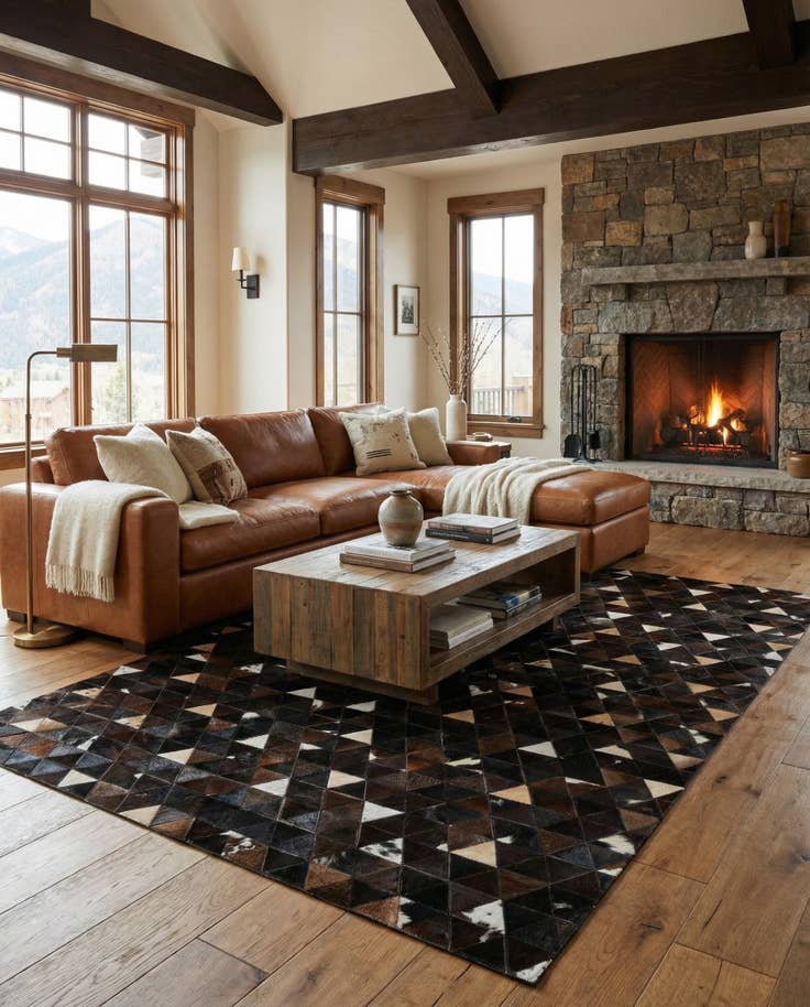 Detail image of 5' 1 x 7' 11 Cowhide - Patchwork Rug